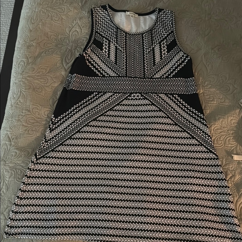 Max Studio Black and White Graphic Sheath Mini Dress